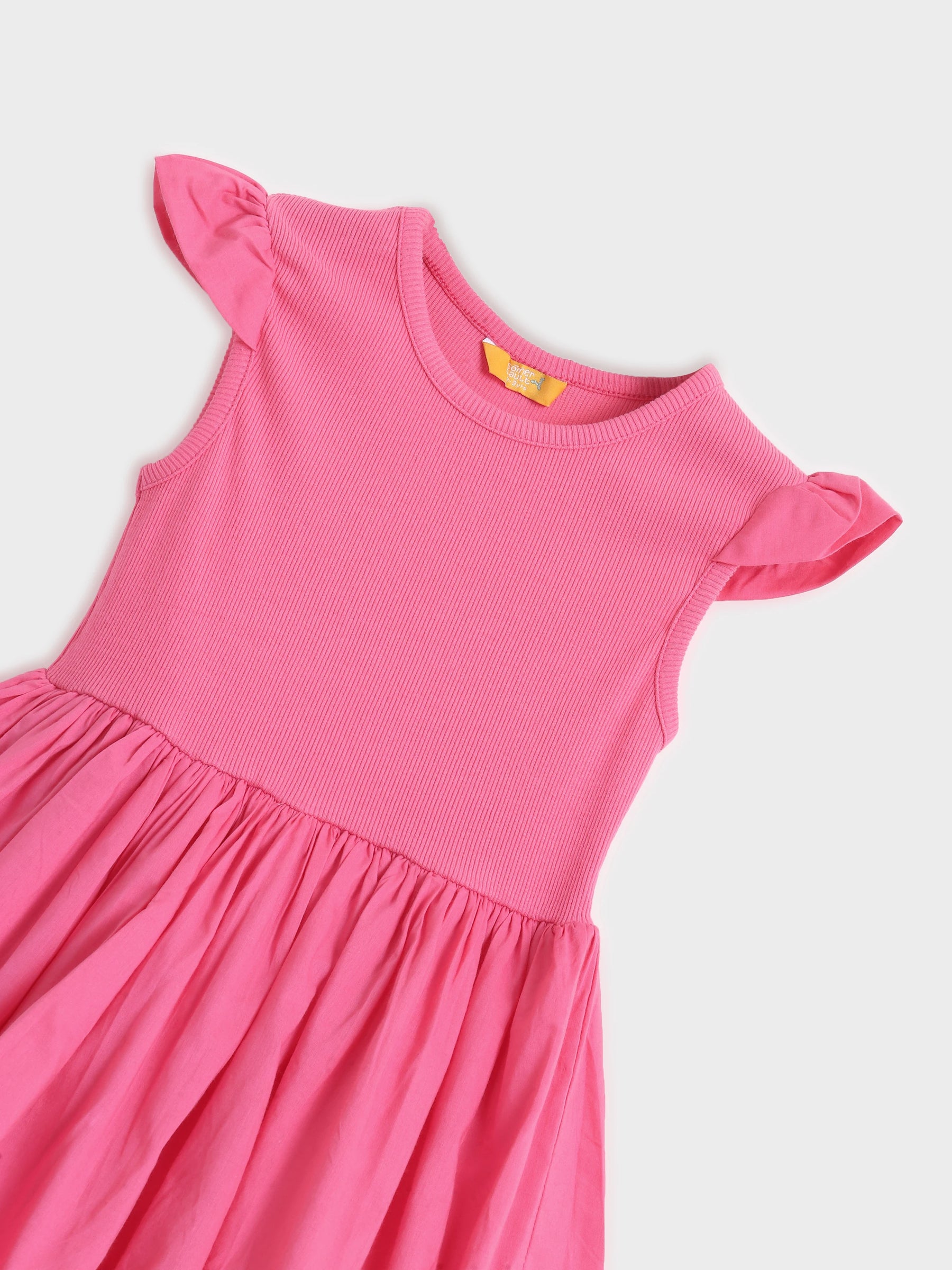 Rose Pink Flutter Sleeve Dress