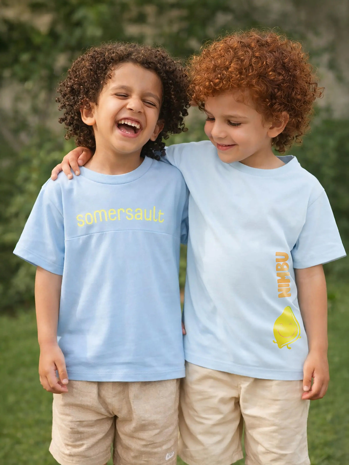 Boys Sky Blue Logo Print T-Shirt for Kids
