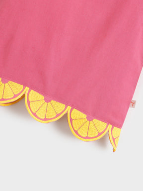 Pink Citrus Scallop Hem Sleeveless Top