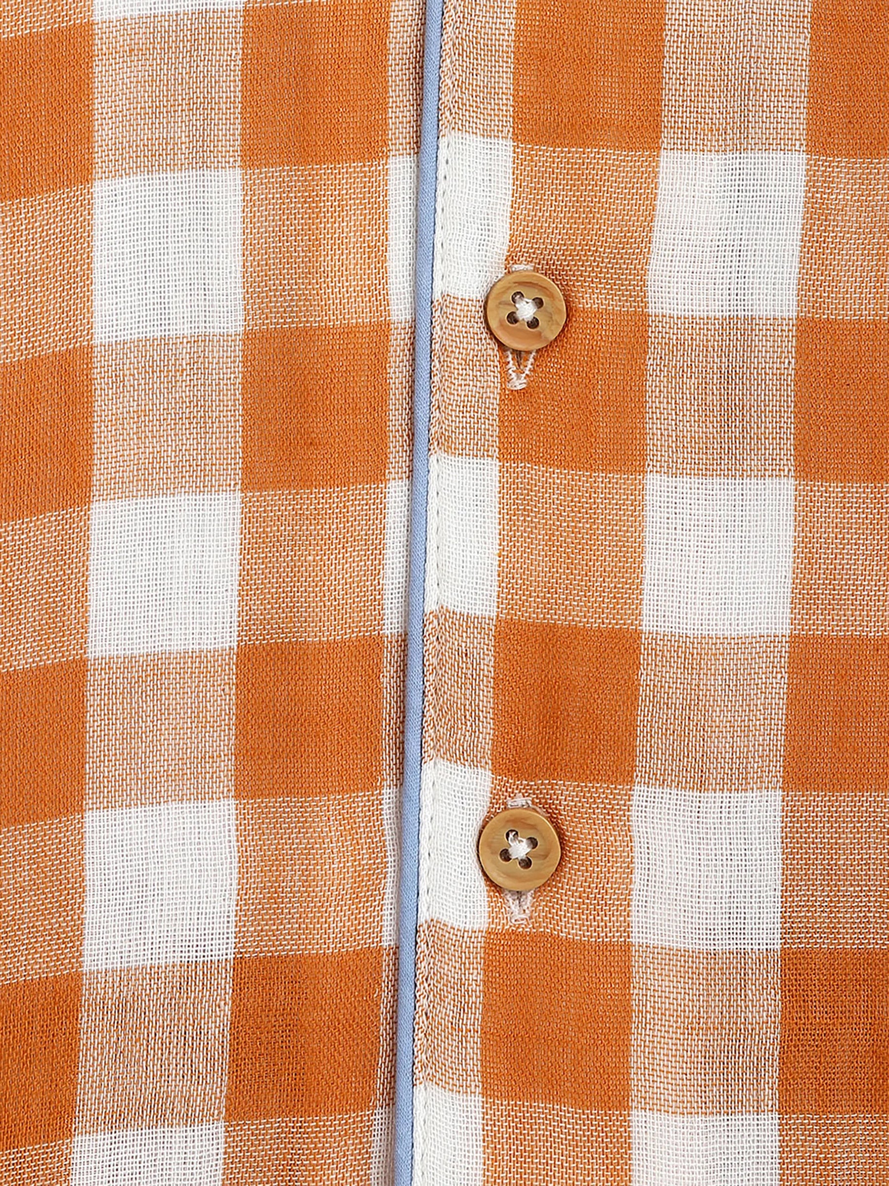 Brown Sugar Gingham Cotton Shirt & Shorts Pyjama Set