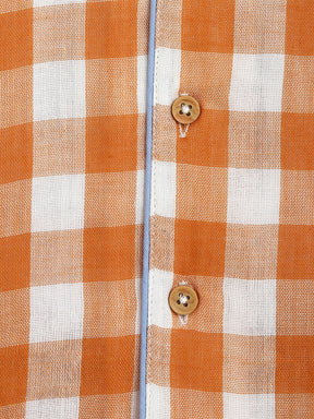 Brown Sugar Gingham Cotton Shirt & Shorts Pyjama Set