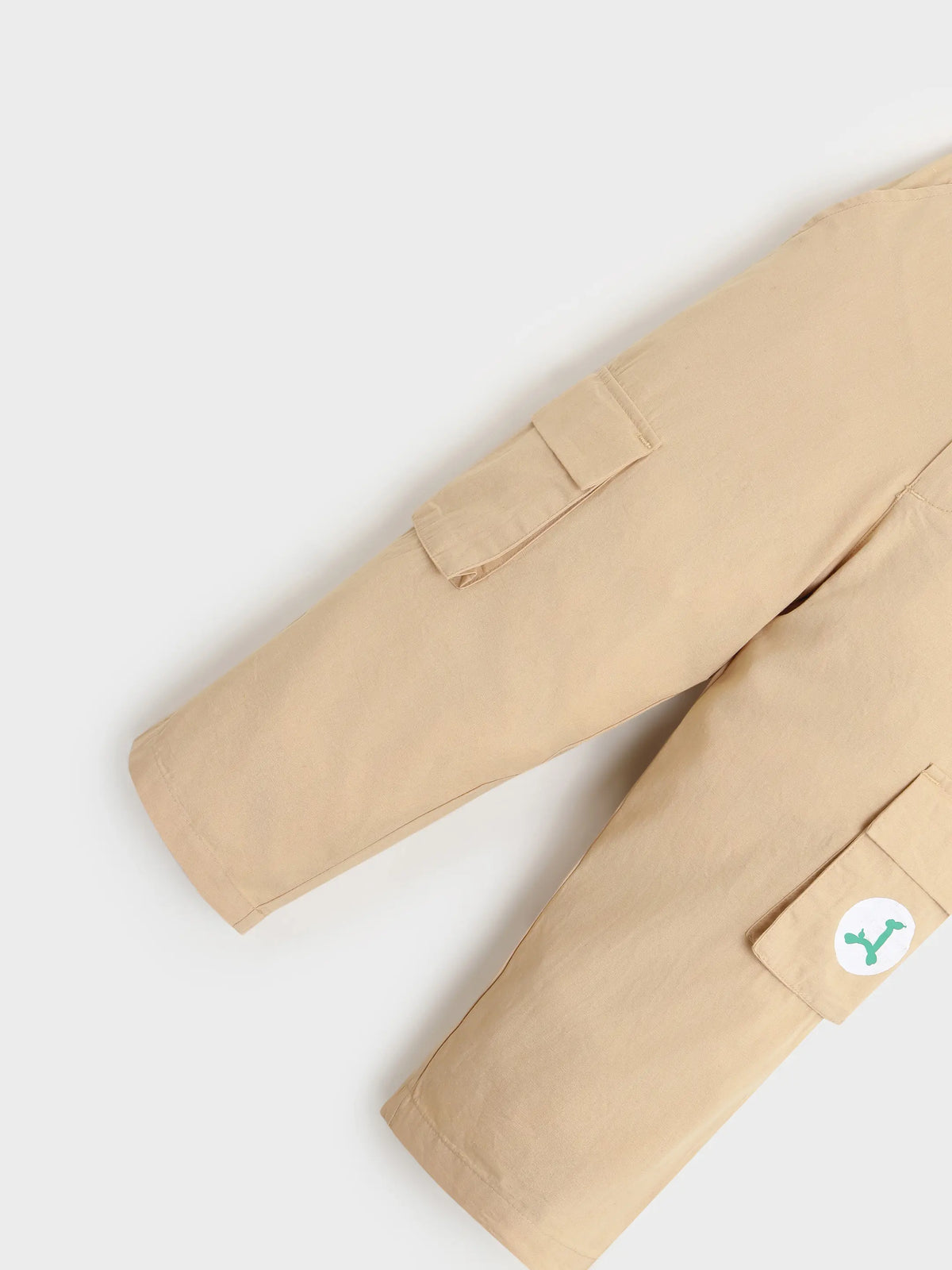 Beige Cotton Cargo Pants