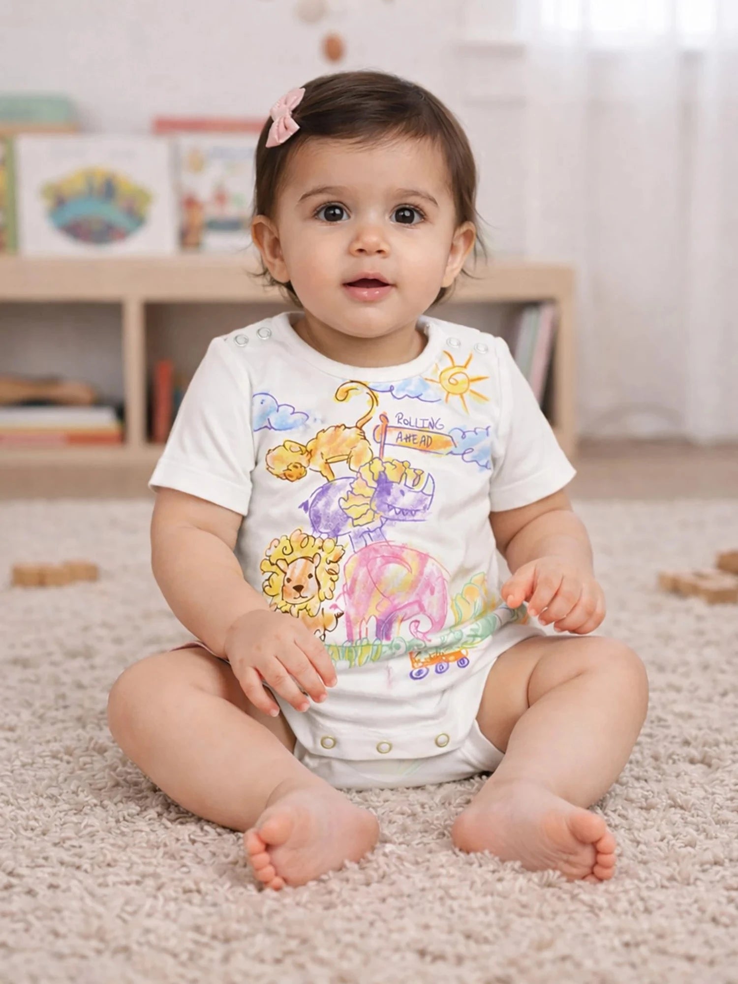 Rolling Ahead Graphic Baby Girls Bodysuit