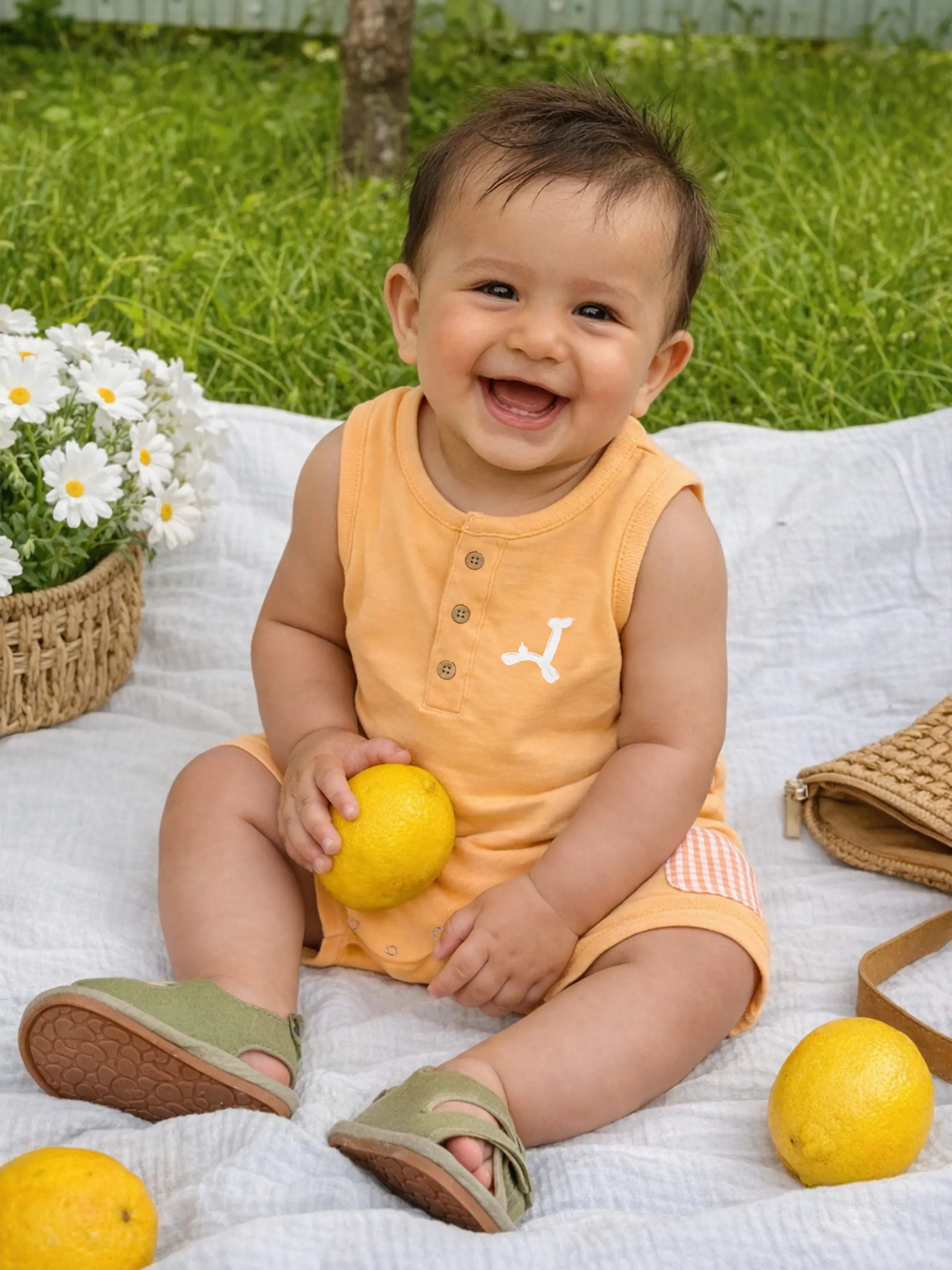 Sleeveless Button Romper