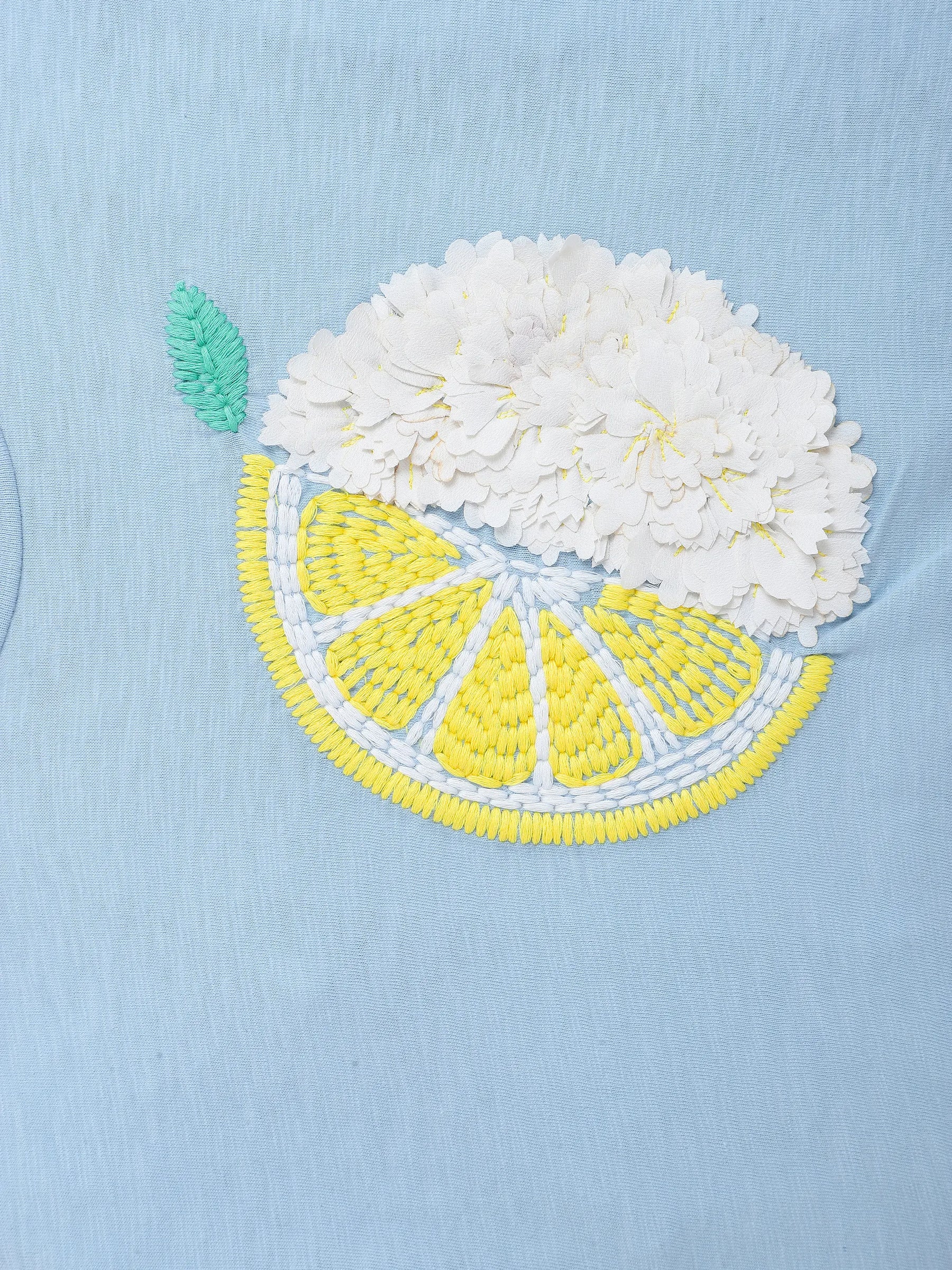 Sky Blue Citrus AppliquÃƒÂ© Sleeveless Top
