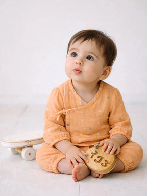 Orange Candy Cotton Baby Boys Jhabla Set