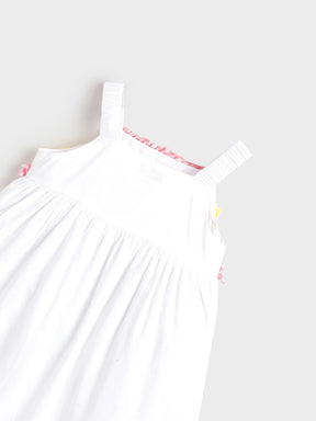 White Smocked Lemon Embroidery Dress for Girls