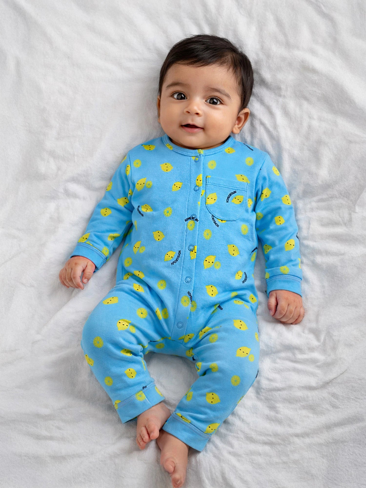 Lemon Printed Cotton Sleepsuit