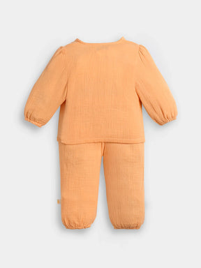 Orange Candy Cotton Baby Girls Jhabla Set