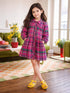 Pink & Green Checkered Shirt Dress for Girls