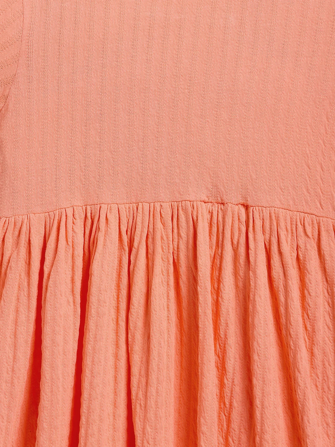 Peach Textured Short Sleeve Dress