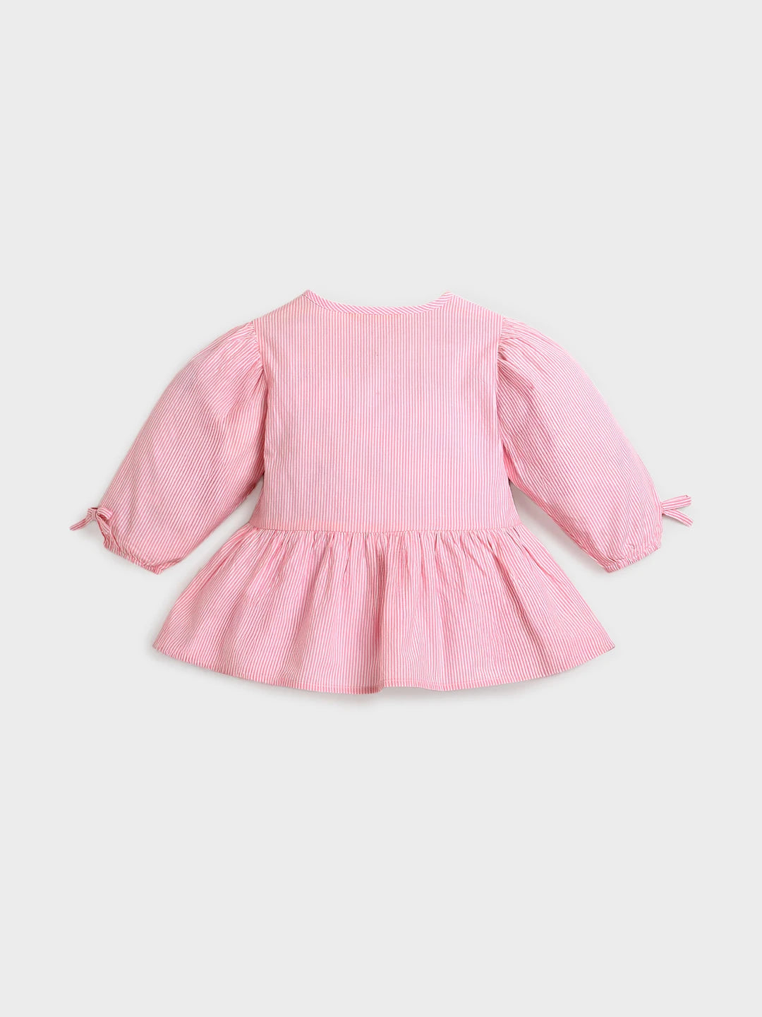 Blush Pink Bow-Detail Peplum Top