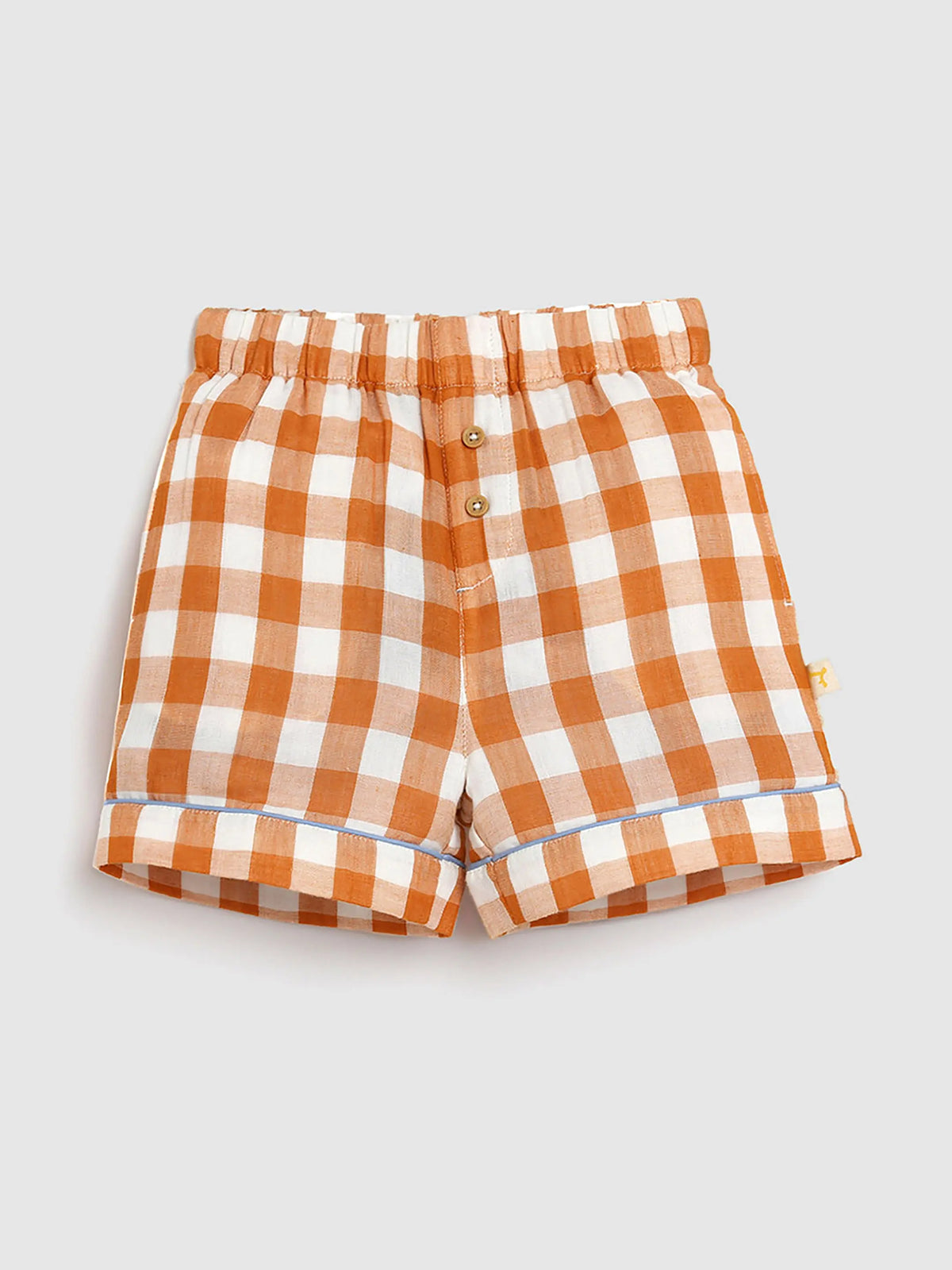 Brown Sugar Gingham Cotton Shirt & Shorts Pyjama Set