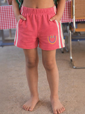 Rose Pink Side-Stripe Shorts for Girls