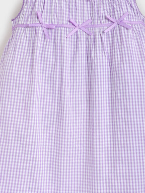 Lavender Gingham Bow Detail Dress
