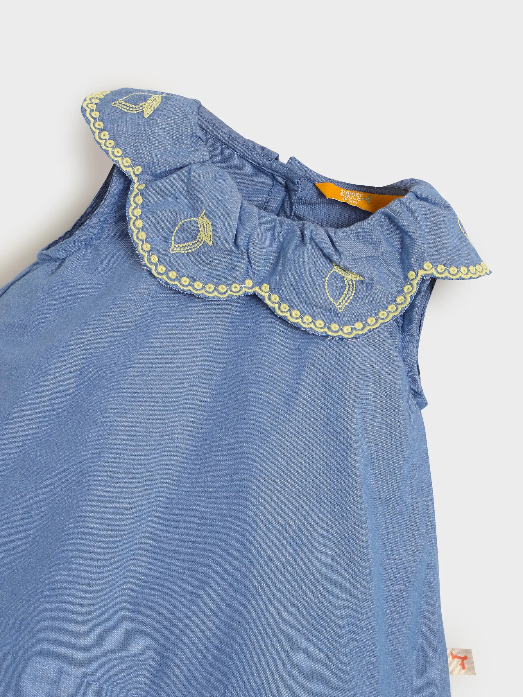 Blue Scallop Collar Baby Top & Bloomers Set