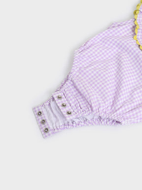 Gingham Embroidered Frill Bodysuit