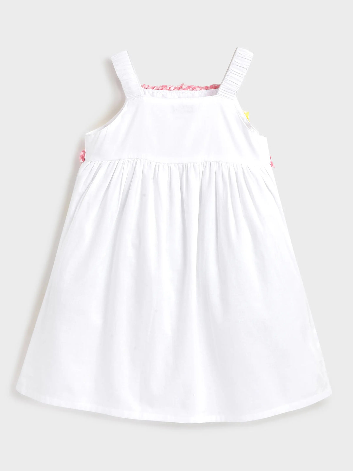 White Smocked Lemon Embroidery Dress for Girls