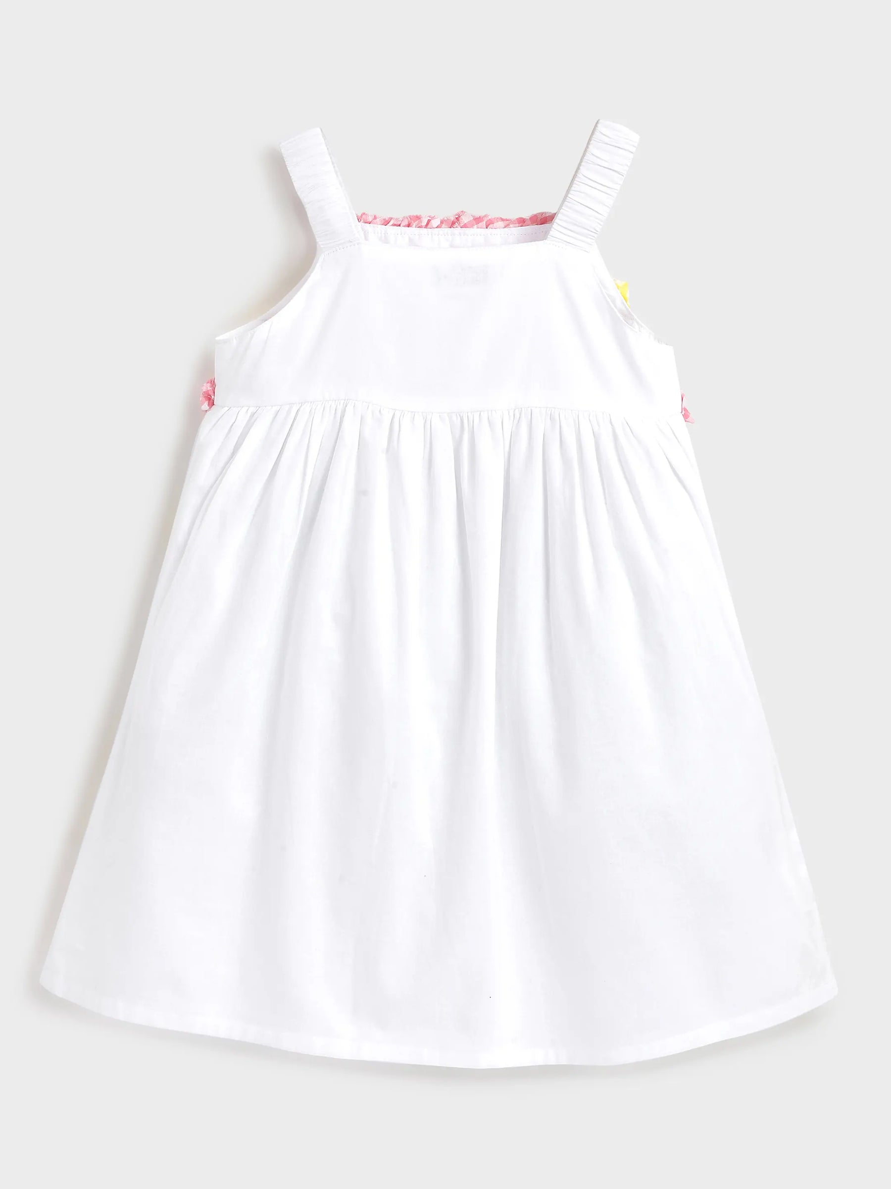 White Smocked Lemon Embroidery Dress for Girls