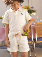 Cloudy Crinkled Cotton Shirt & Shorts Set