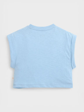 Sky Blue Citrus AppliquÃƒÂ© Sleeveless Top