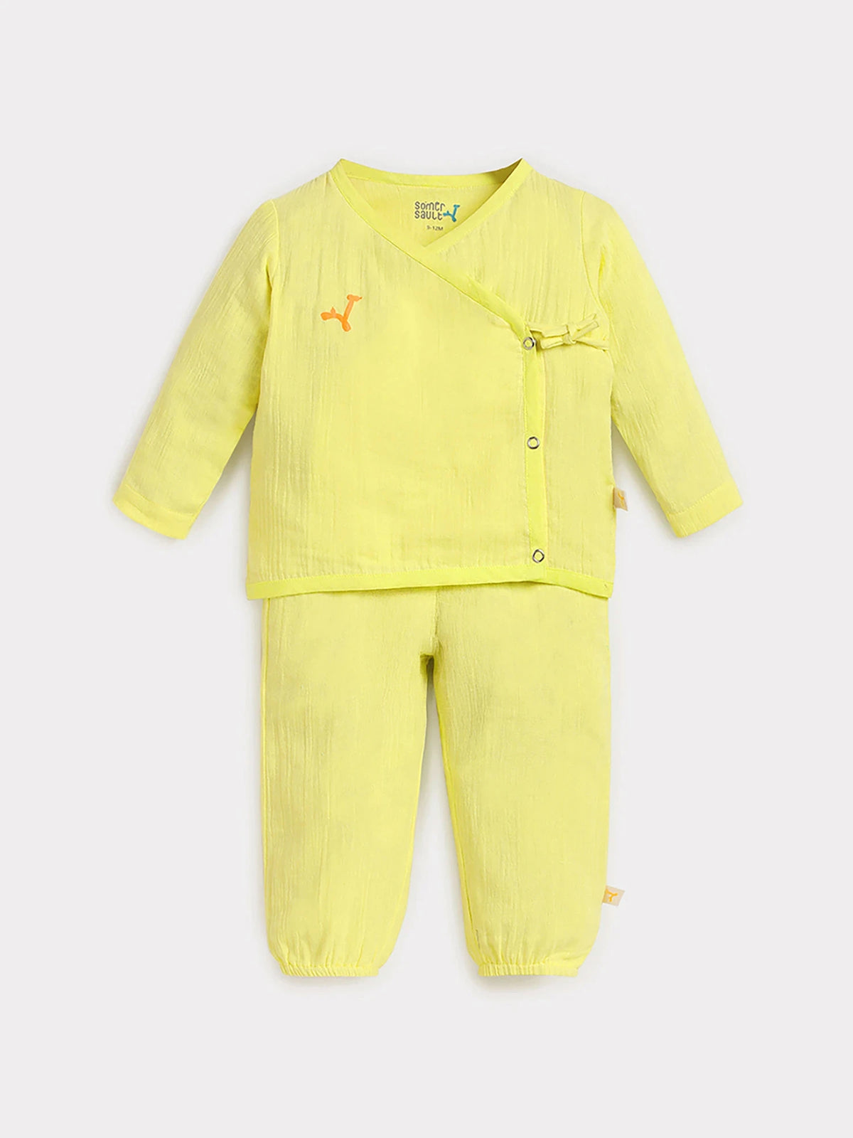 Sunshine Yellow Cotton Baby Jhabla Set for Girls