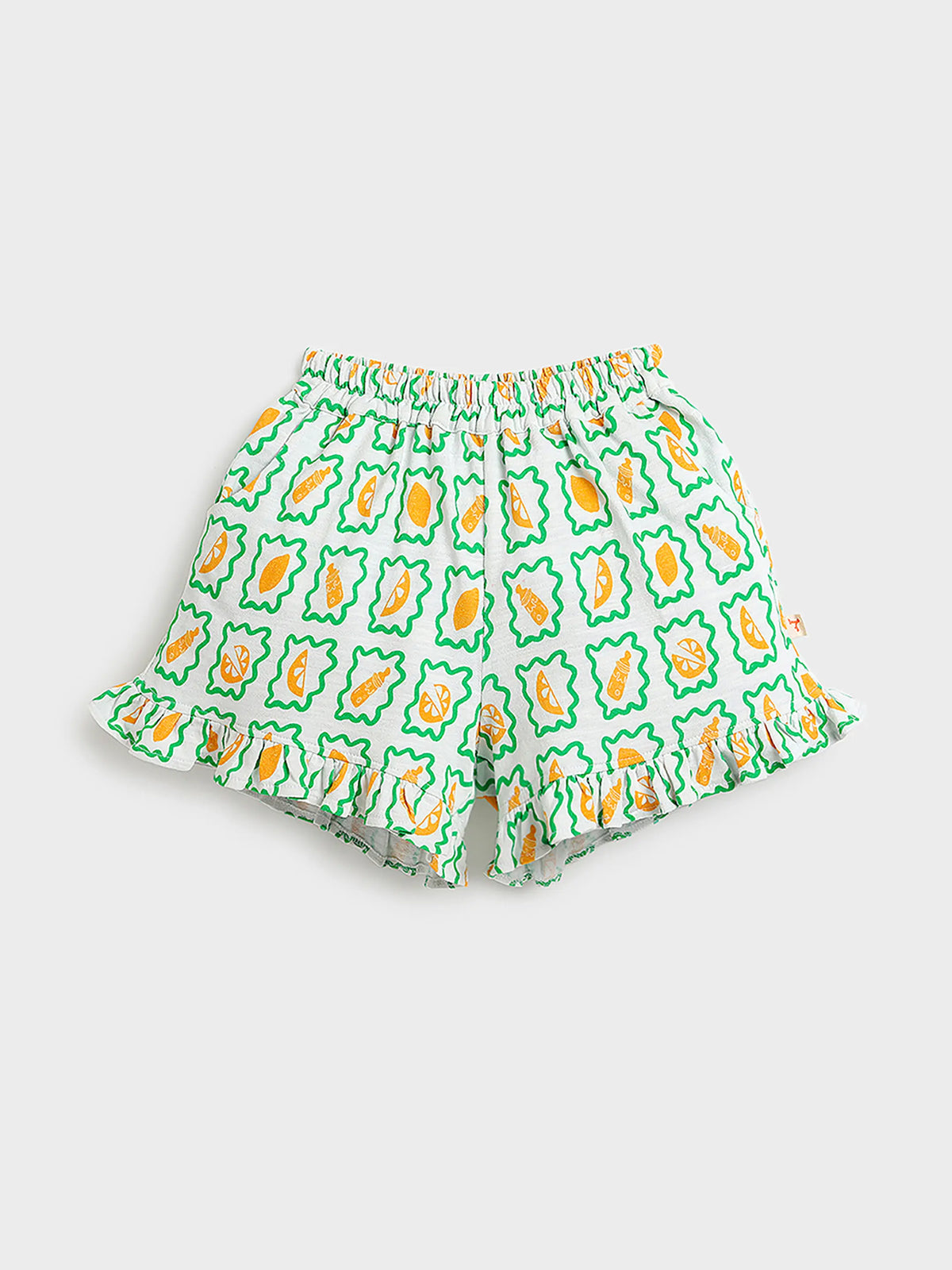 Mint Frill Collar Top & Printed Flared Shorts Co-ord Set