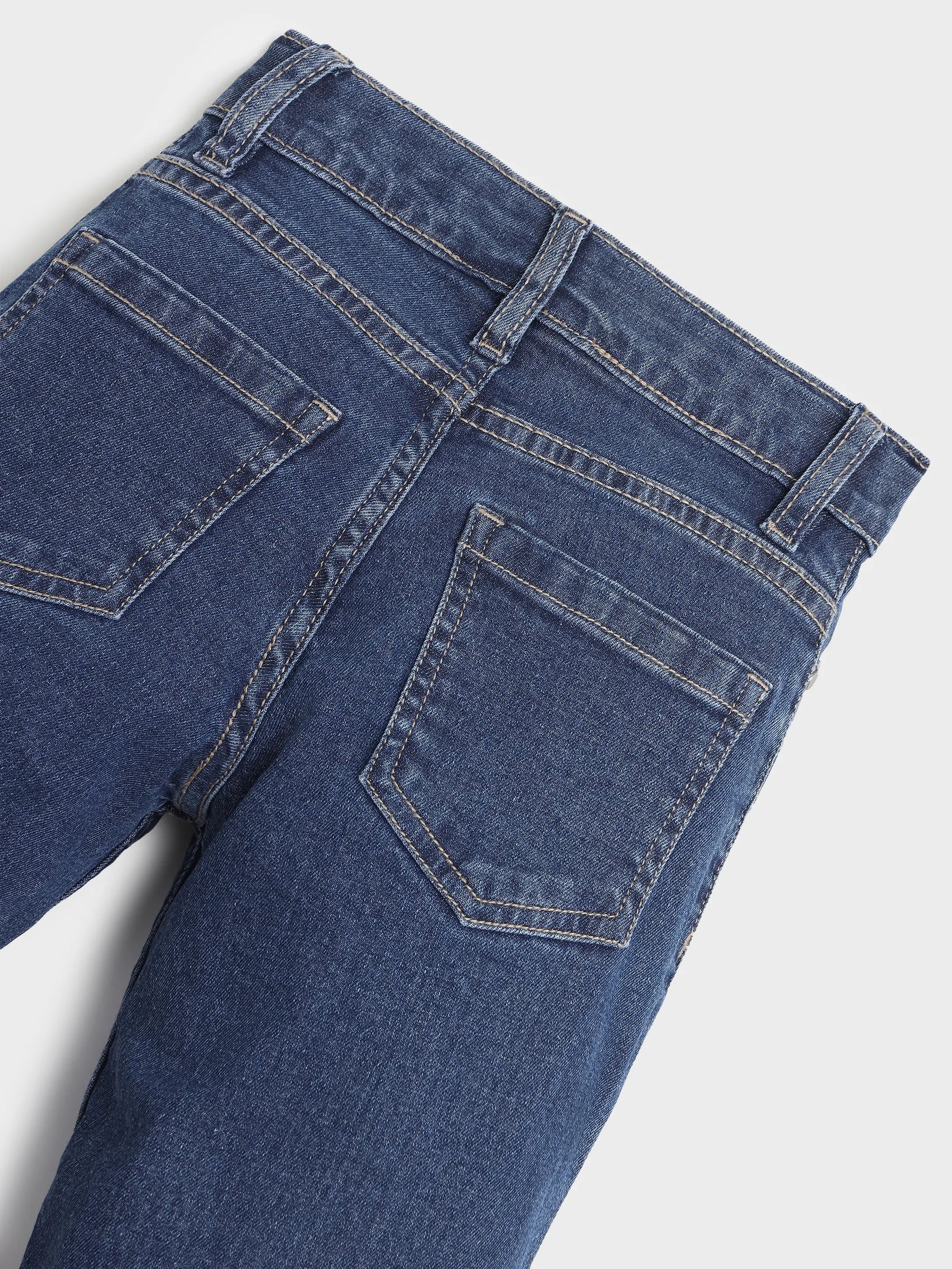 Blue Embroidered Denim Pants