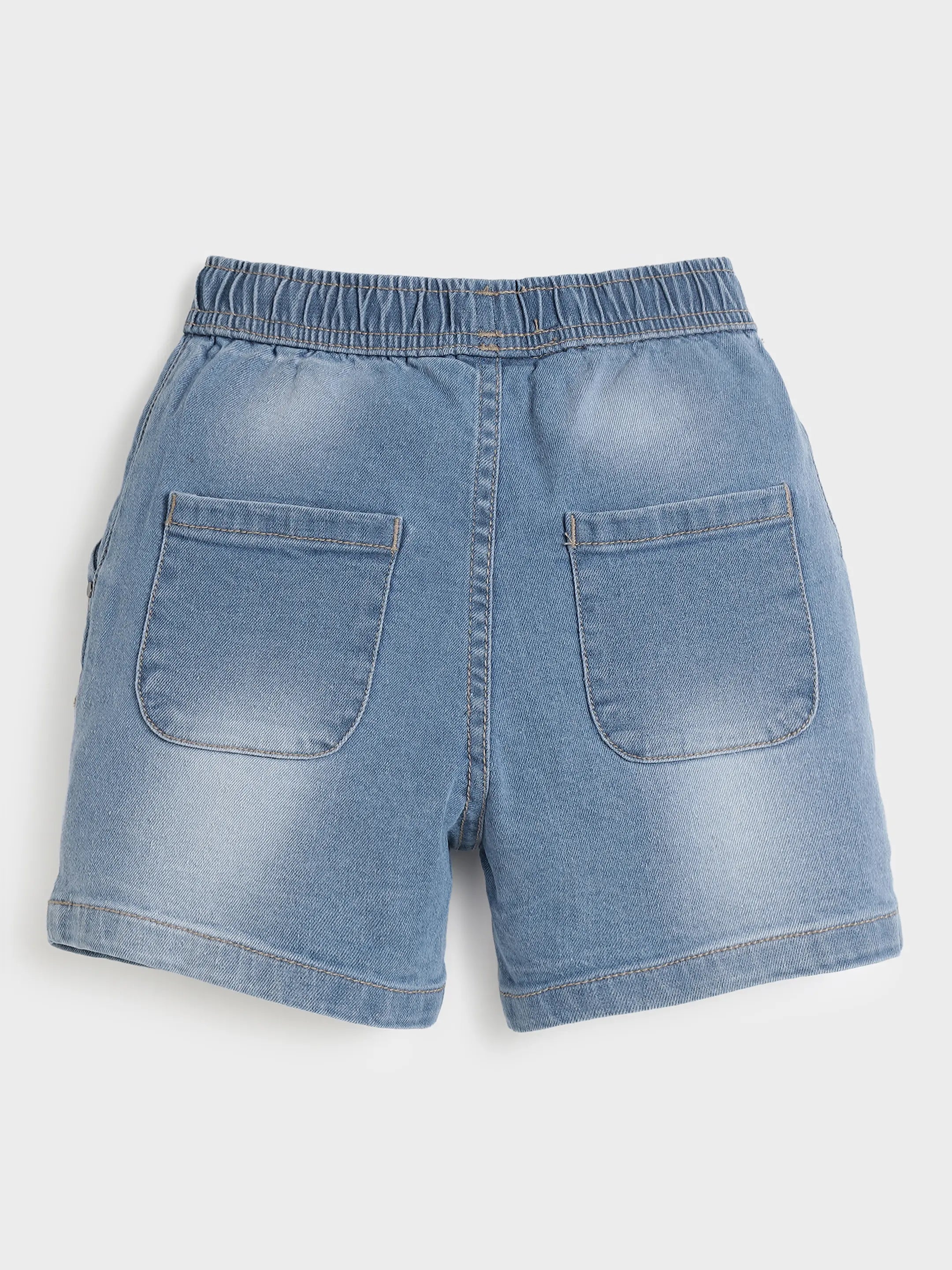 Denim Shorts with Neon Drawstring