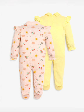 Chasing Rainbows Footed Cotton Sleepsuit- Pack of 2