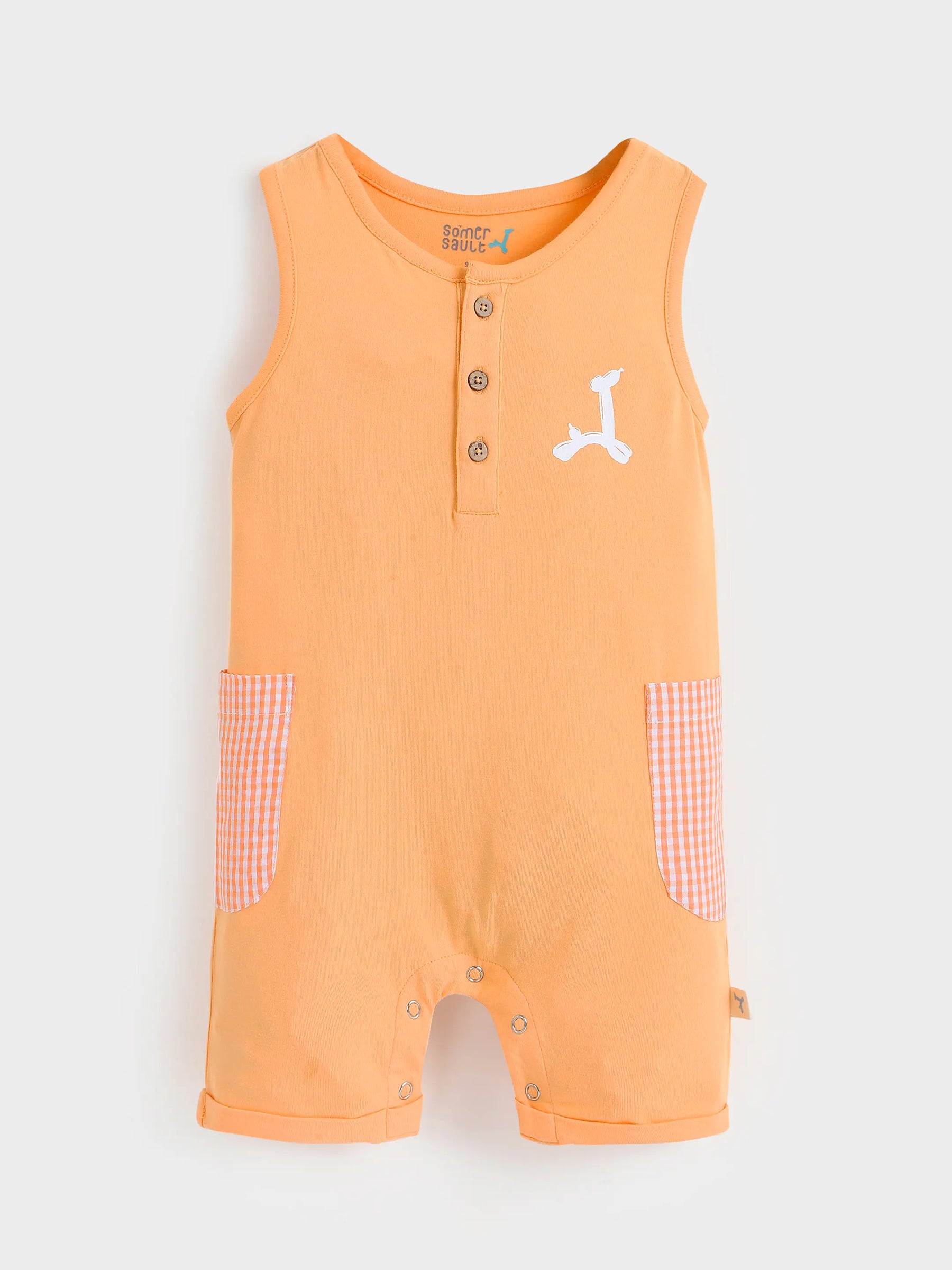 Girl Sleeveless Romper Orange 1407