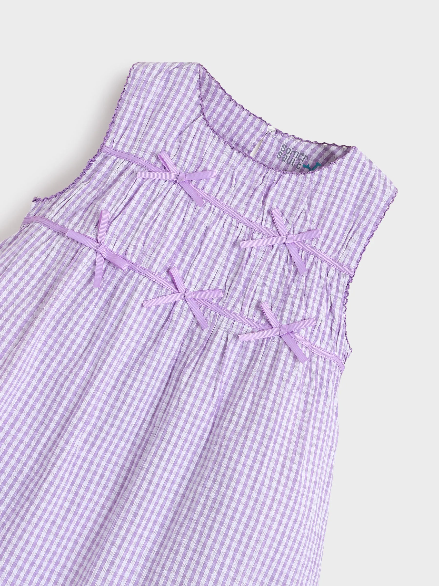 Lavender Gingham Bow Detail Dress