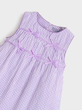 Lavender Gingham Bow Detail Dress