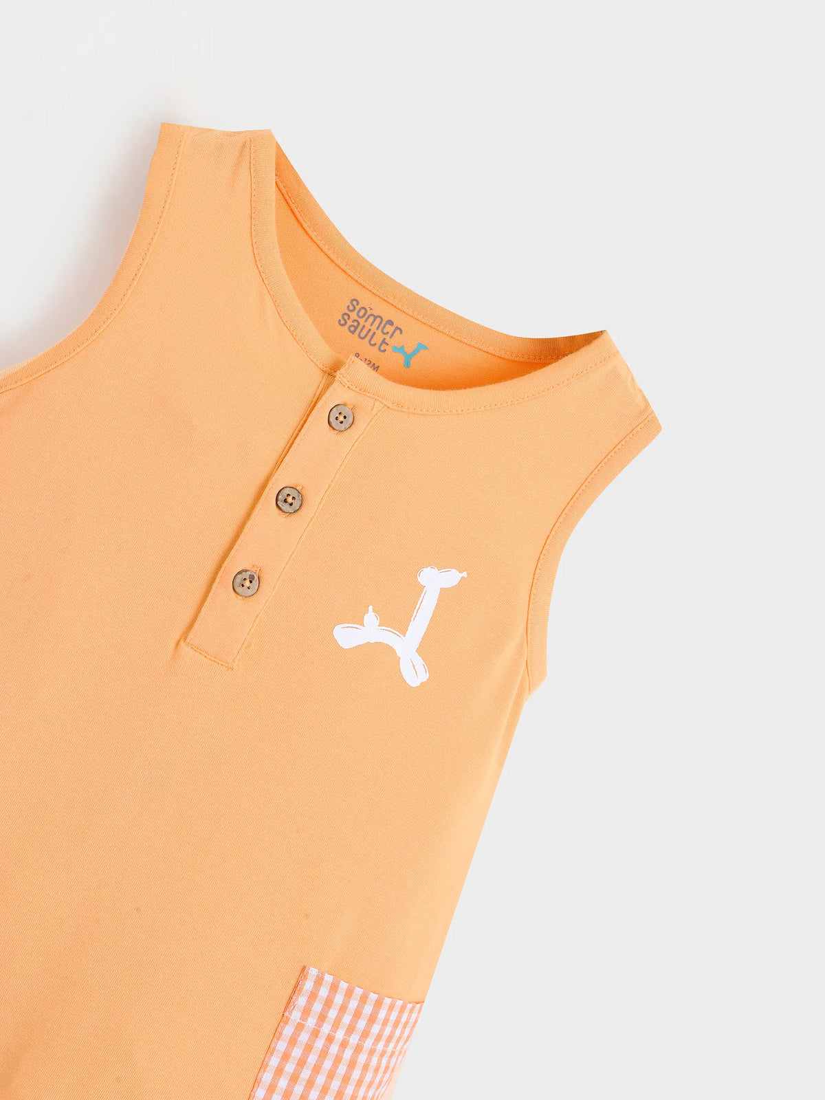 Girl Sleeveless Romper Orange 1407