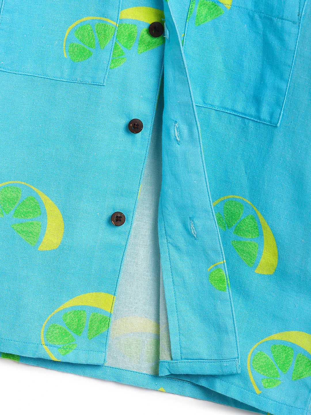 Blue Lemon Print Short Sleeve Shirt