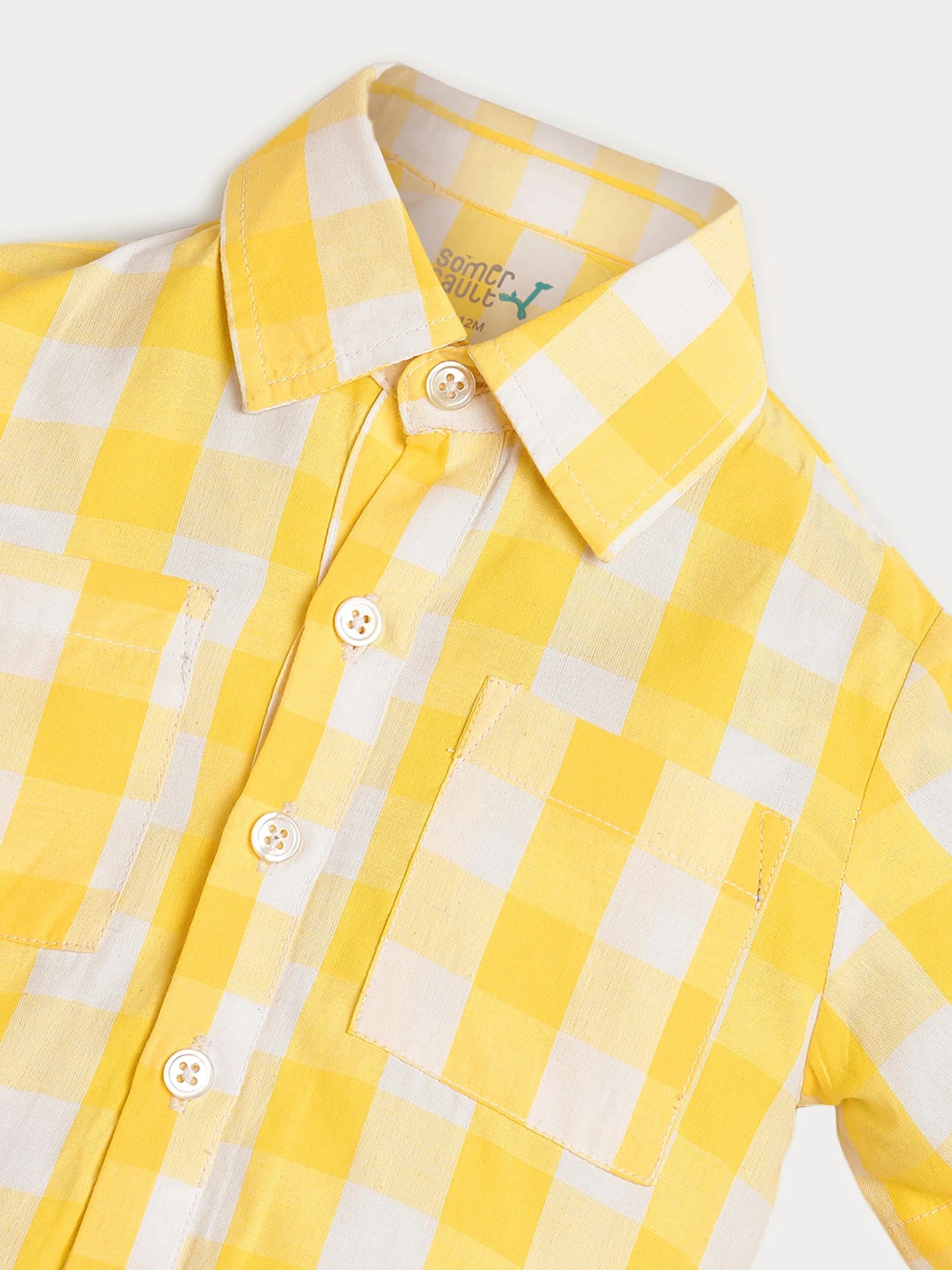 Yellow Gingham Shirt-Style Bodysuit