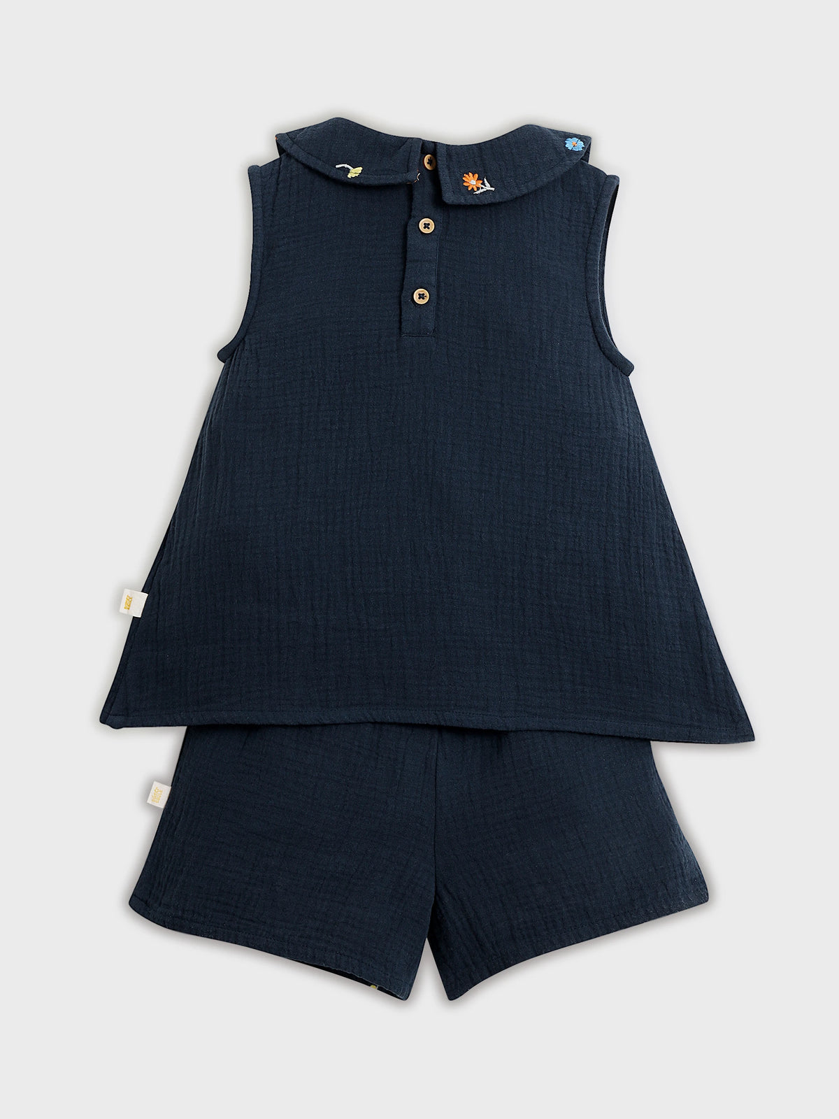 Blue Embroidered Top and Shorts Set