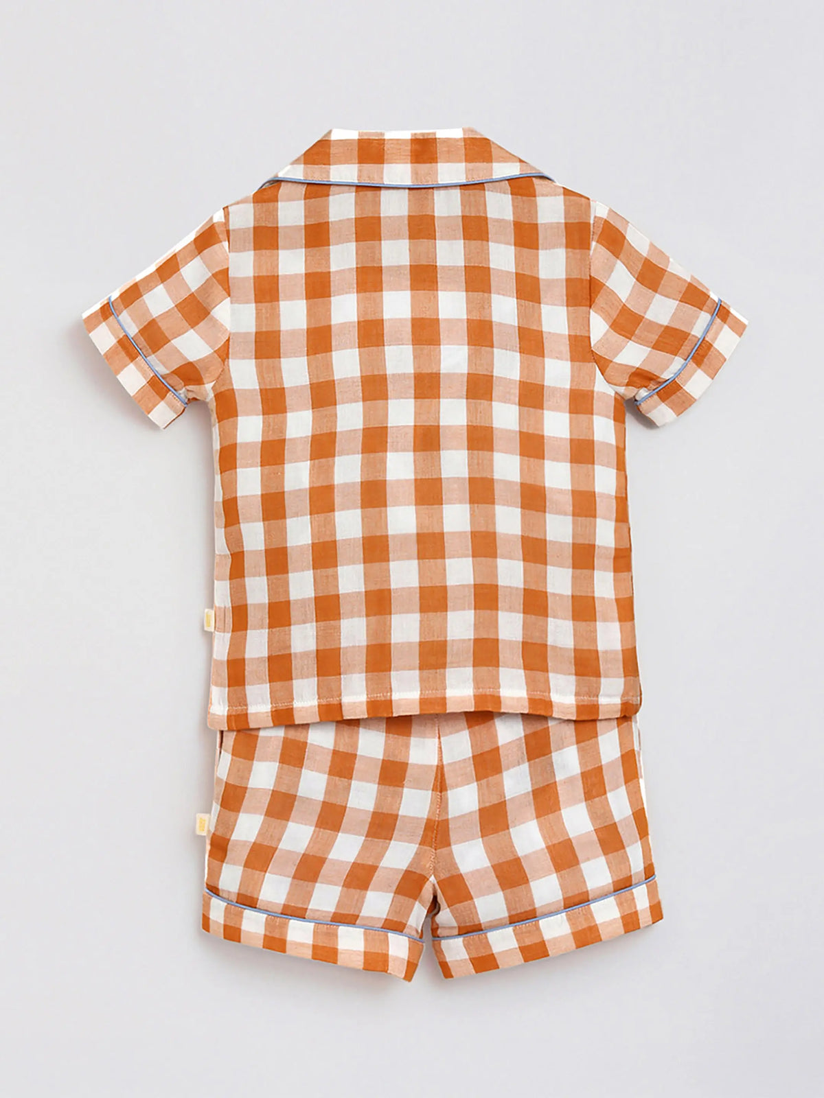 Brown Sugar Gingham Cotton Shirt & Shorts Pyjama Set