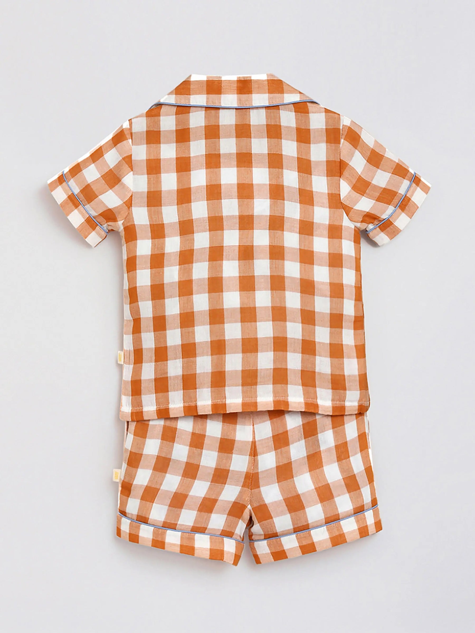 Brown Sugar Gingham Cotton Shirt & Shorts Pyjama Set