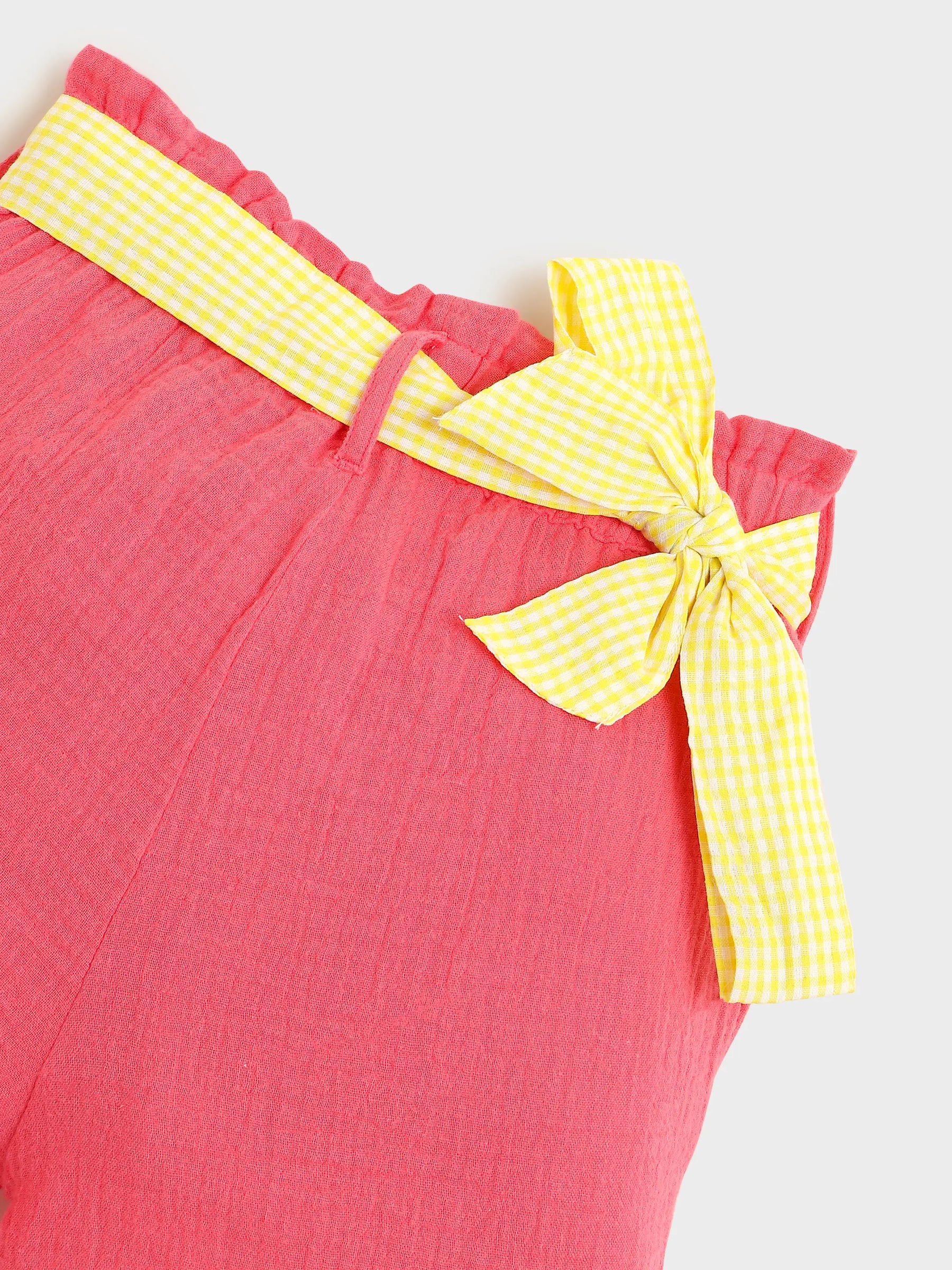 Coral Bow-Belted Shorts for Girls