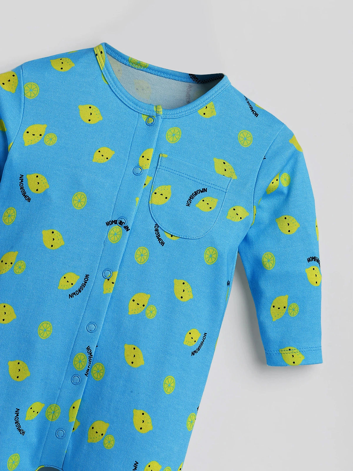 Homegrown Lemon Printed Cotton Sleepsuit