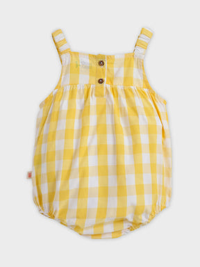 Yellow Gingham Smocked Baby Romper