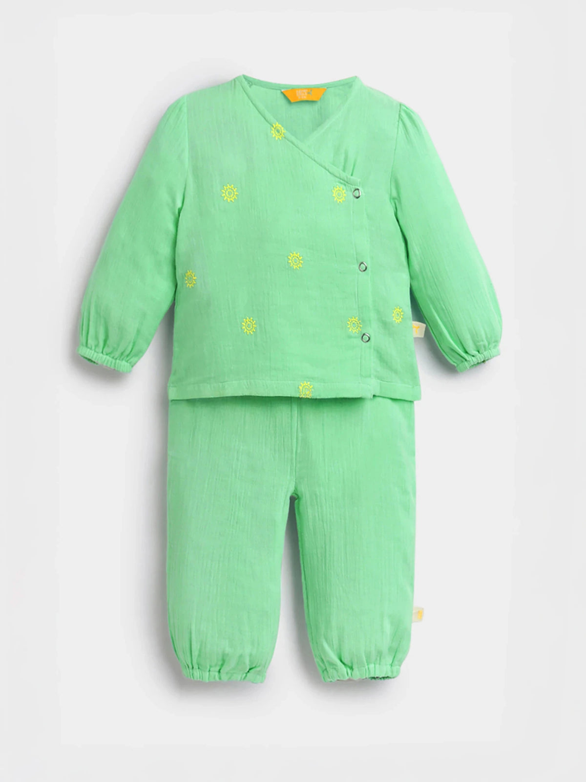 Fresh Mint Cotton Baby Boys Jhabla Set