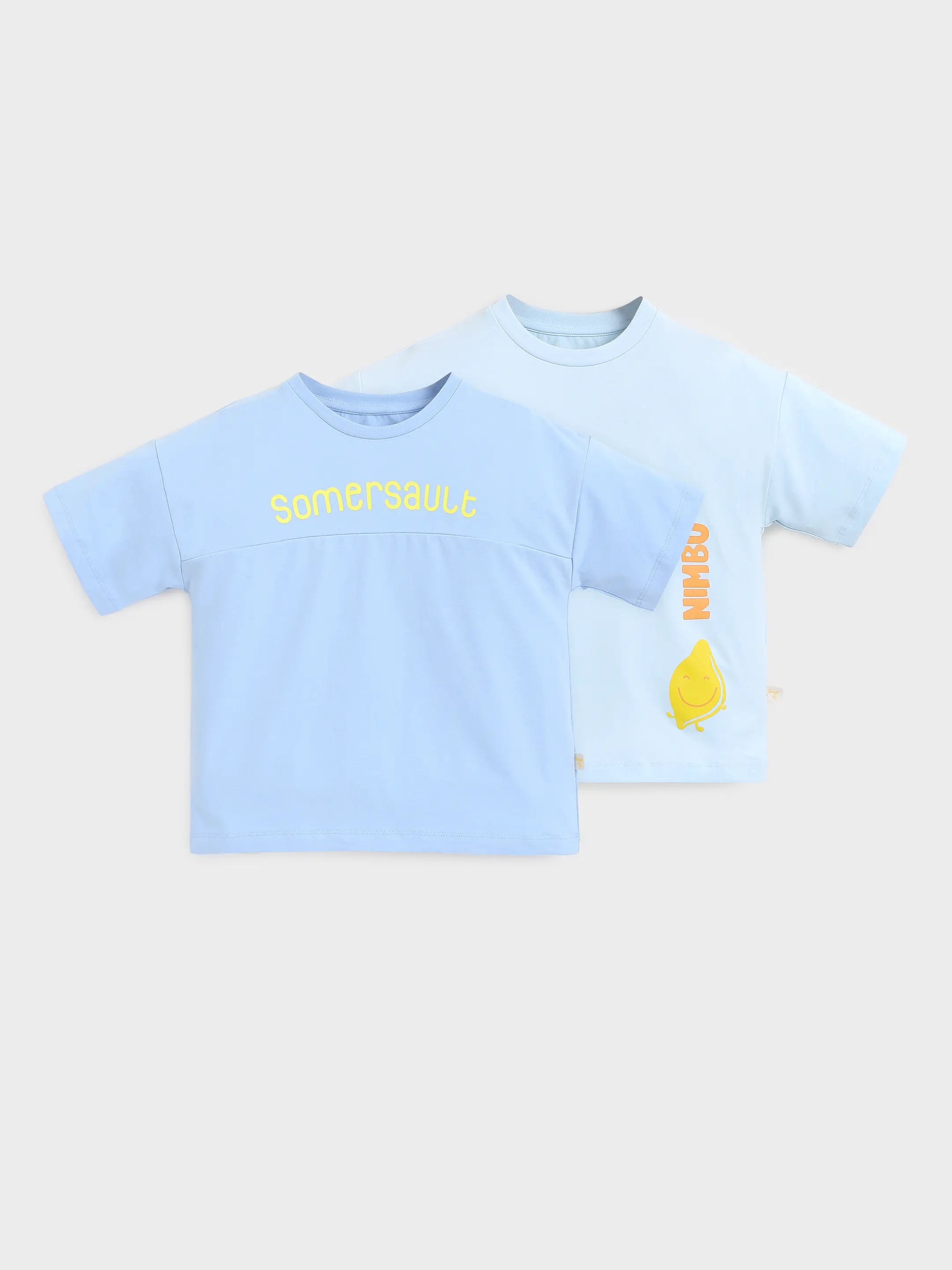 Boys Sky Blue Logo Print T-Shirt for Kids