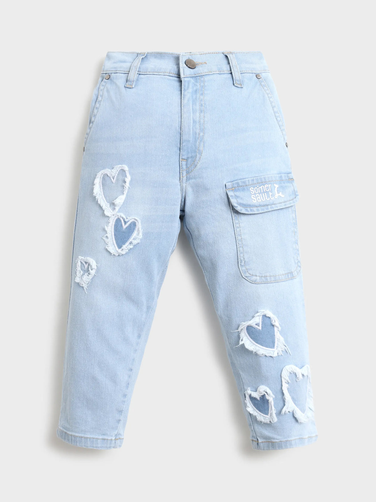 Heart Patch Straight-Fit Denim Jeans for Girls