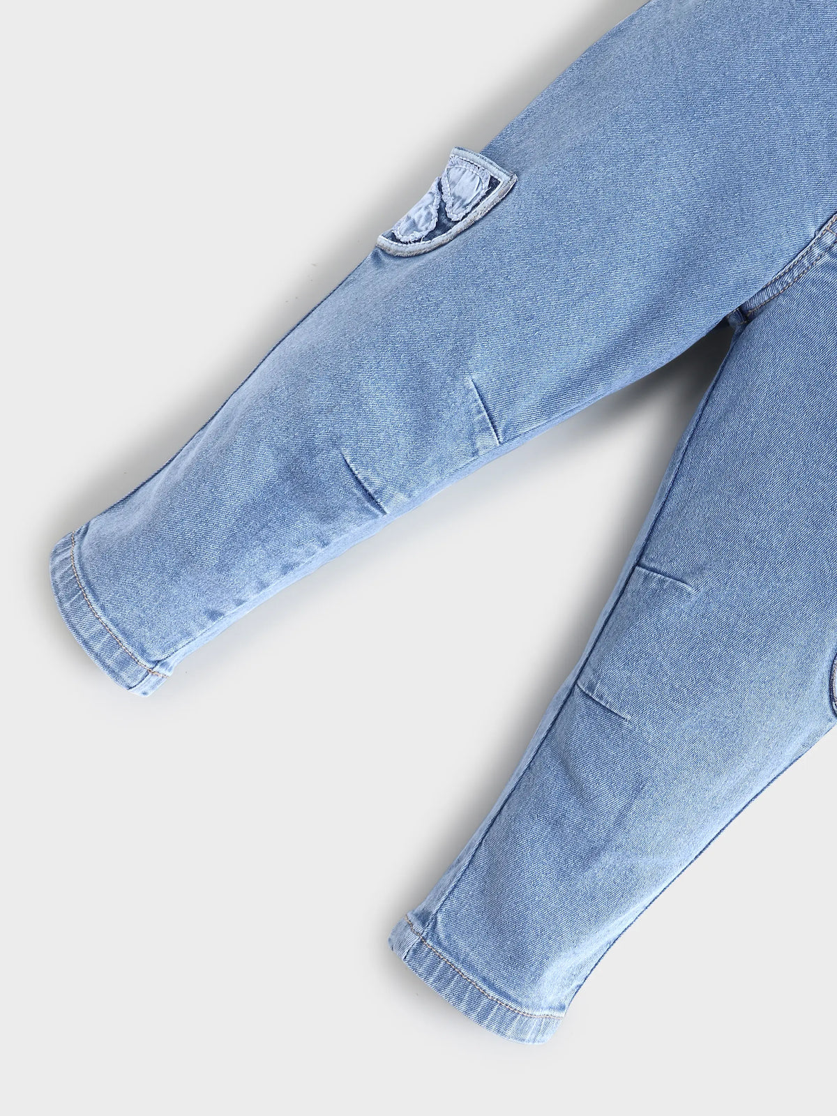 Light Wash Patch Pocket Denim Pants for Kids