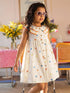 Floral Embroidered Crinkled A-Line Dress