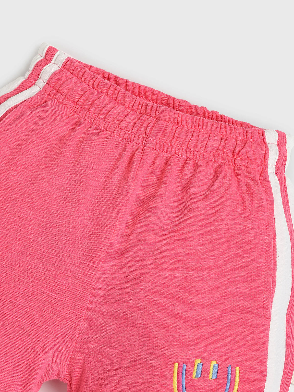 Rose Pink Side-Stripe Shorts for Girls
