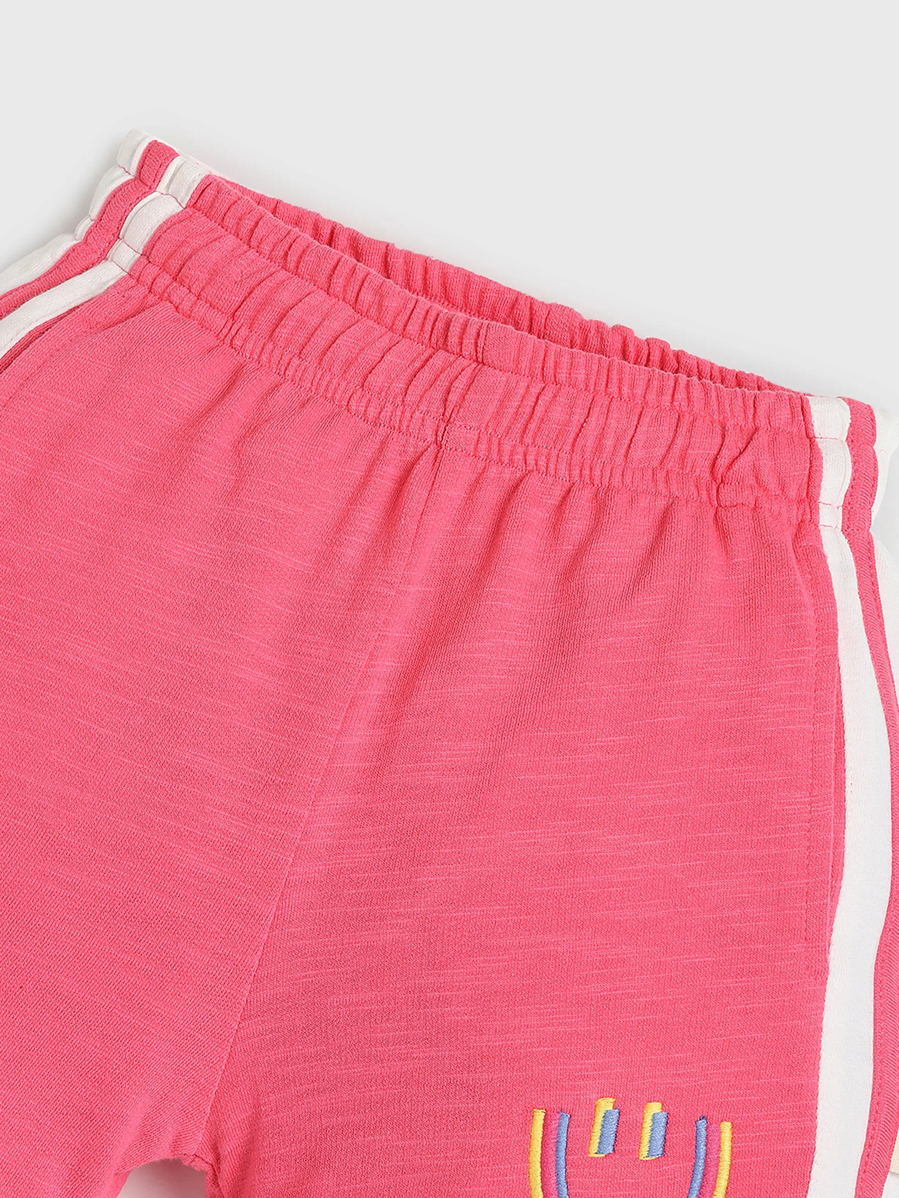 Rose Pink Side-Stripe Shorts for Girls