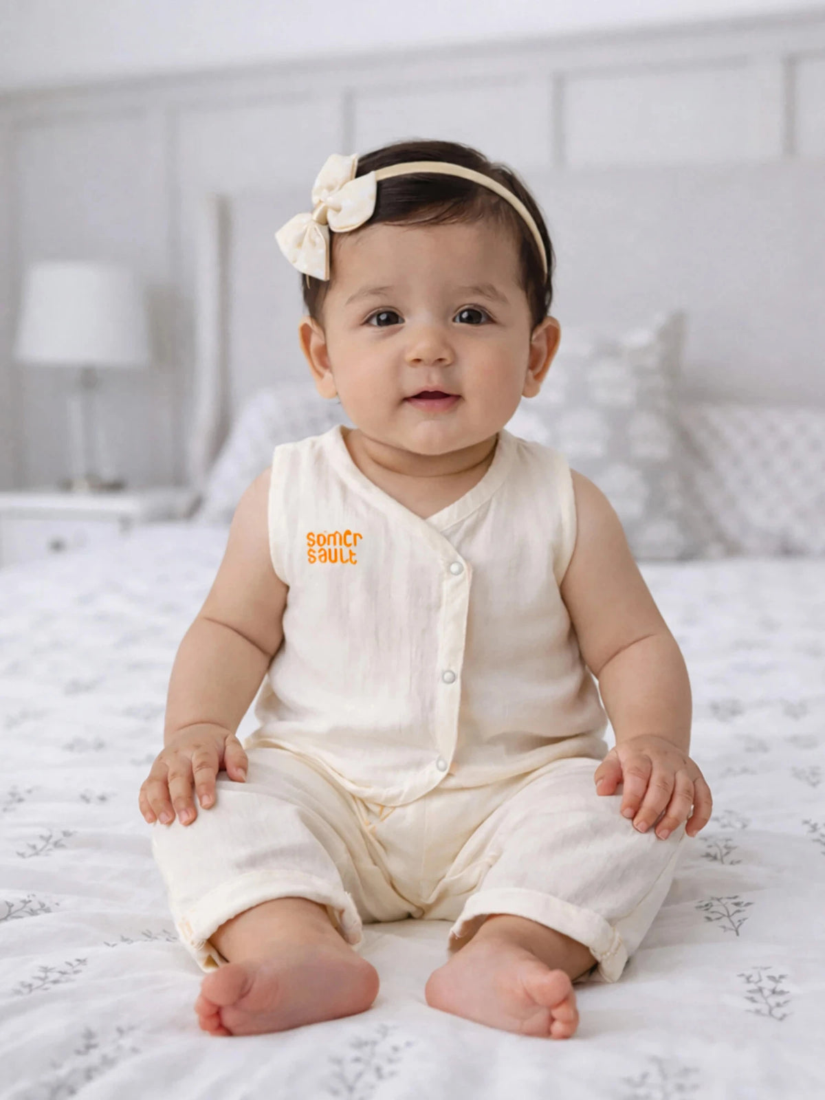 Pure Comfort Sleeveless Jhabla Baby Girl Set